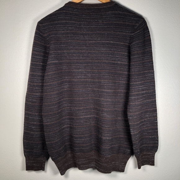 SOLD - Billy Reid Blurred Striped Wool Crew Sweater XL - Picture 3 of 10